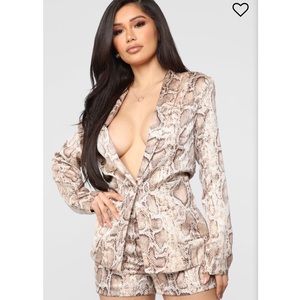 Snake Print Blazer / Short Suit Set